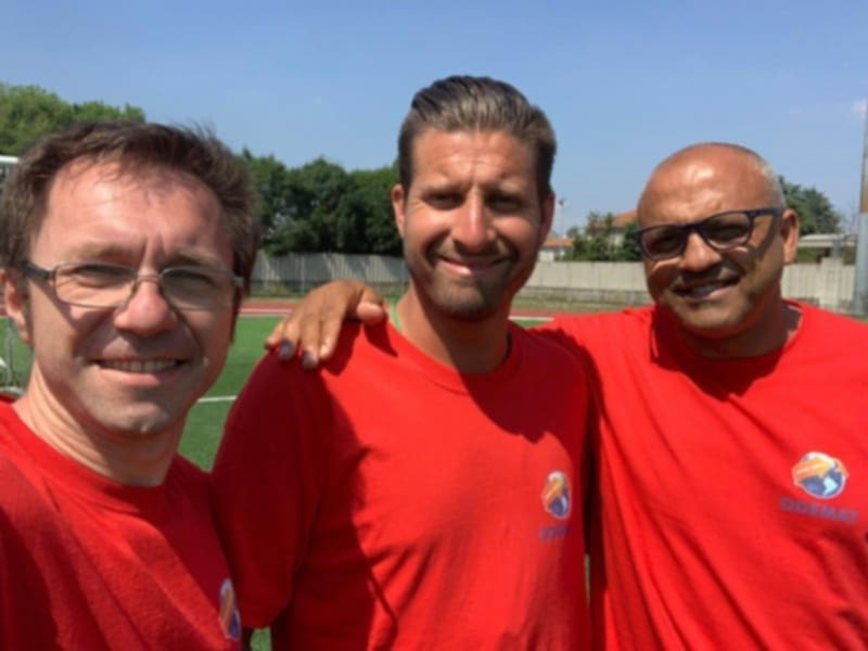 Simone Maraschi con Daniele Bassani ed Antonio Criniti, stage della Odemat 1 T